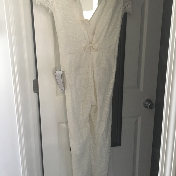 J crew lace ivory jumpsuit bridal 00 - Picture 7 of 8